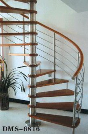 Spiral steel wood staircase 